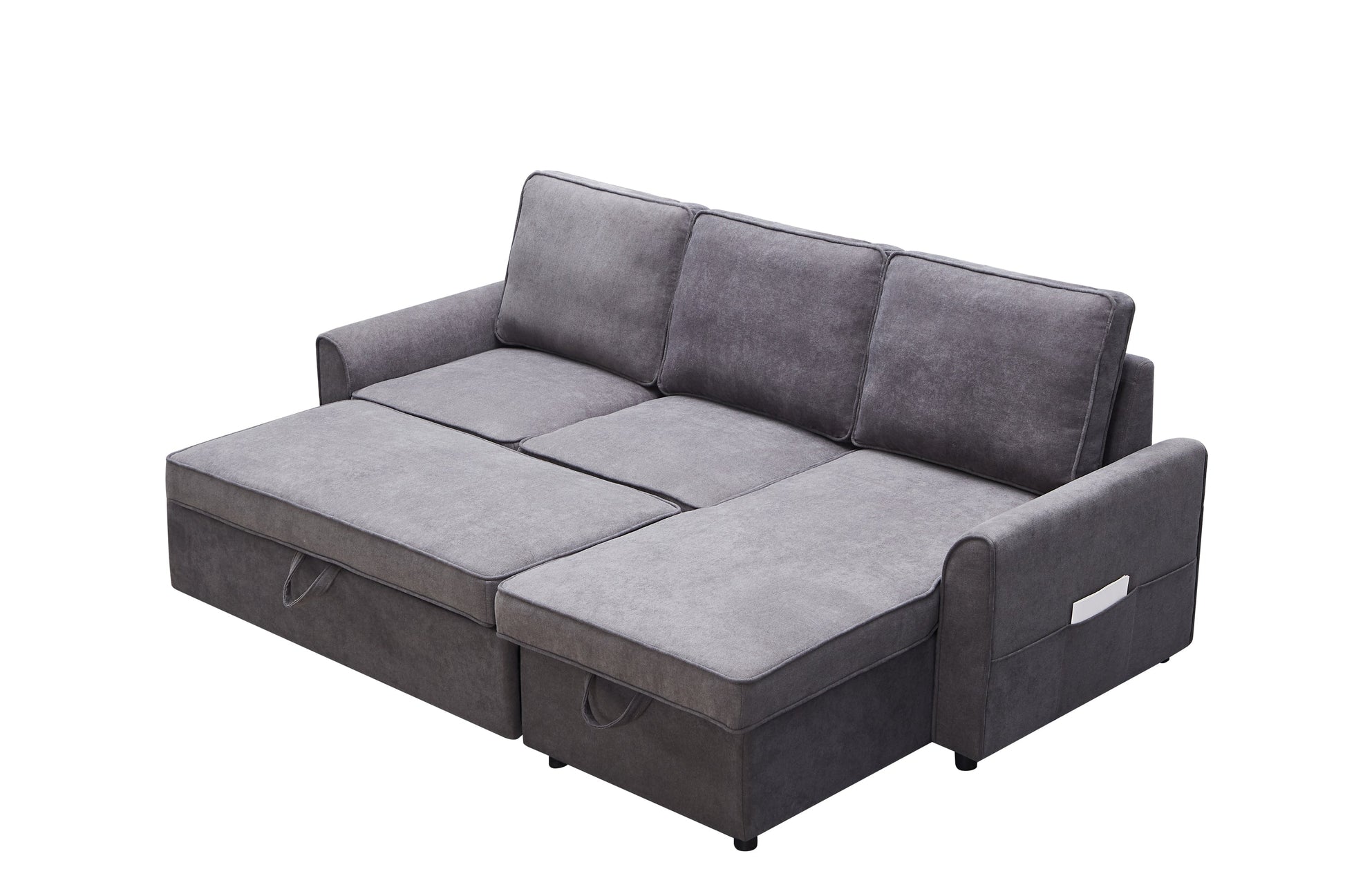Modern modular L-shaped sofa bed with chaise in dark grey linen by HouseOfZazla on Tampa Home & Garden Store