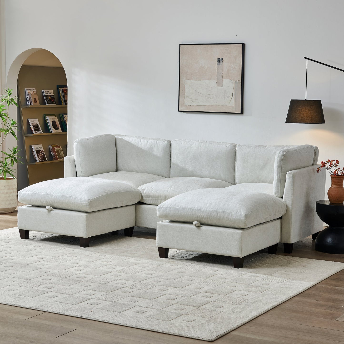 96.5-inch sectional sofa in light gray fabric with chaise by HouseOfZazla on Tampa Home & Garden Store