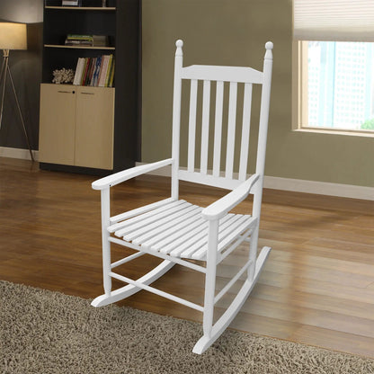 Wooden Porch Rocker Chair white finish by Unique Piece Furniture with slatted seat on Tampa Home & Garden Store