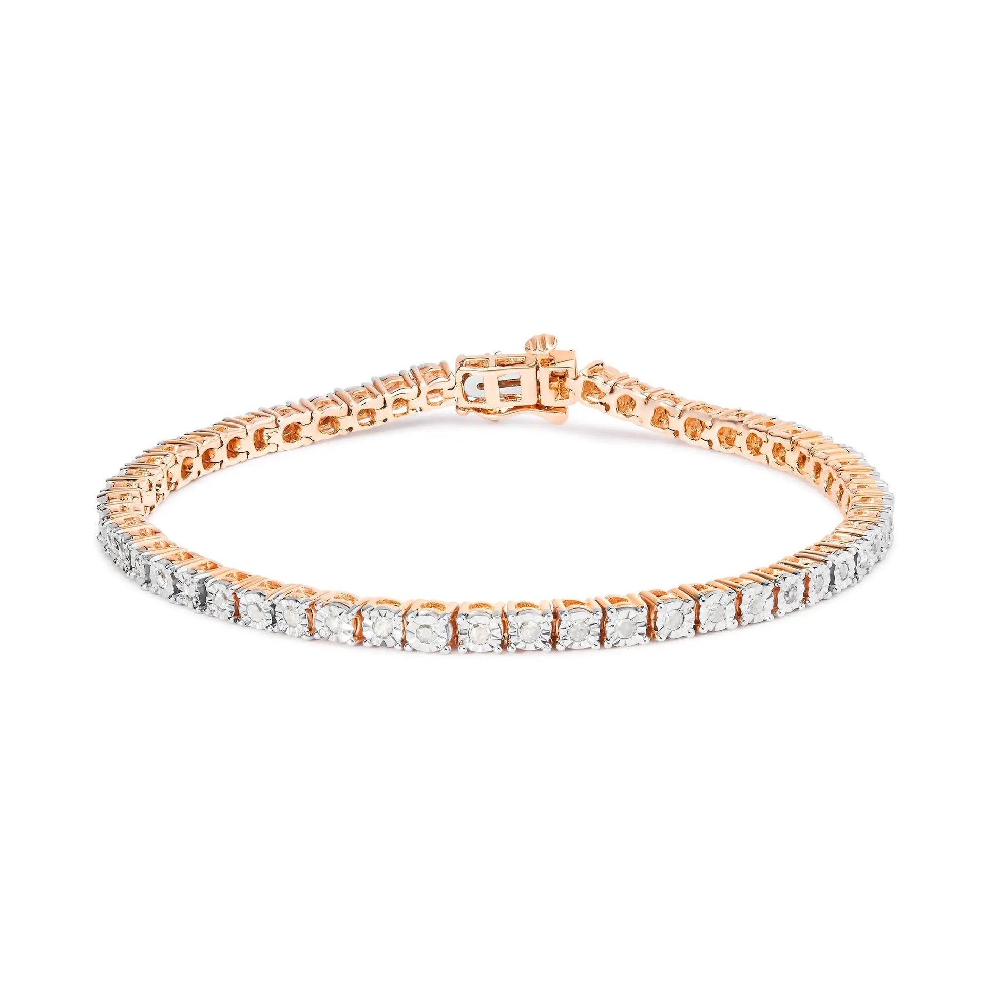 Bezel-set diamond tennis bracelet 1.0 cttw diamonds in rose-gold tone, 7-inch length by Bids.com on Tampa Home & Garden Store