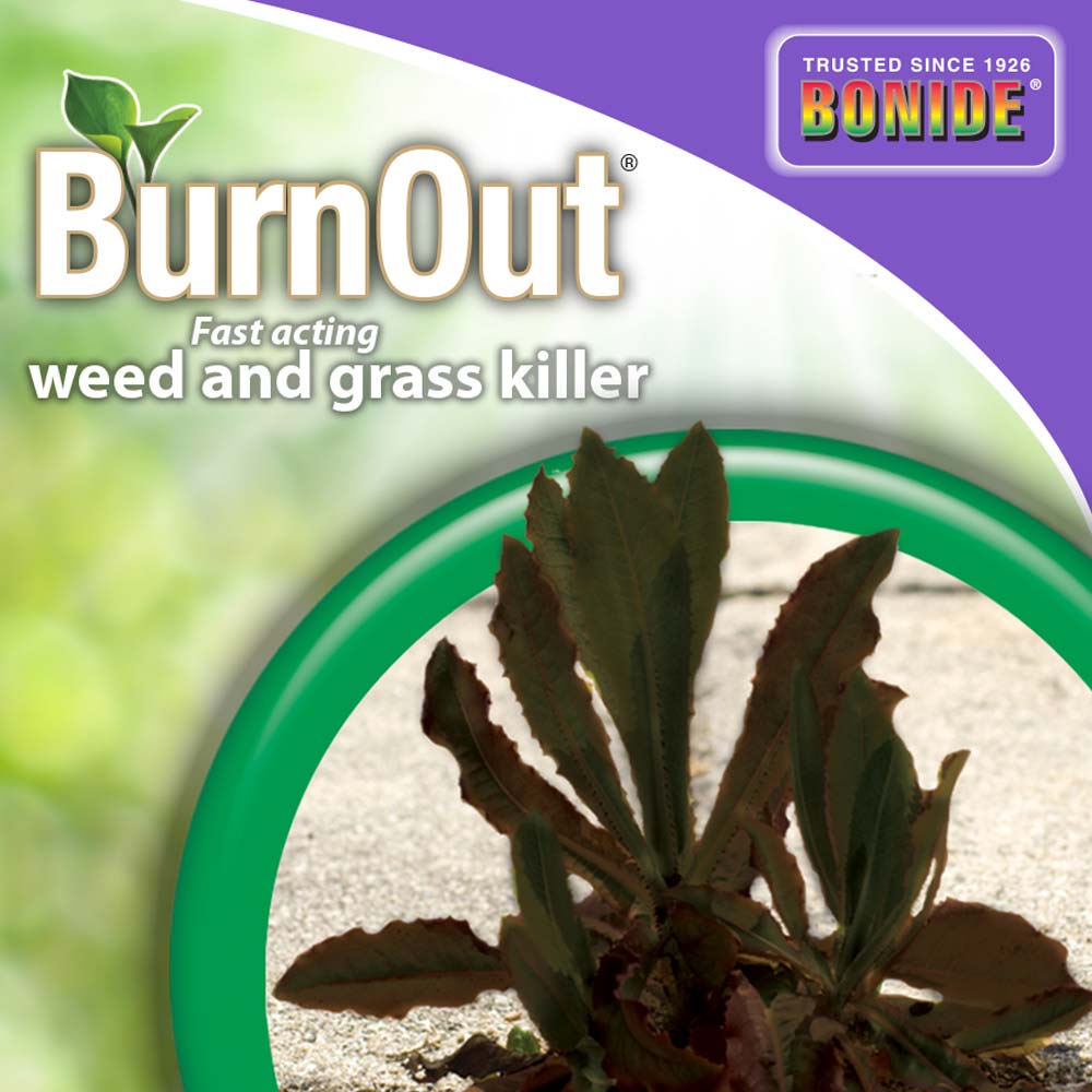 BurnOut Weed & Grass Killer Ready-To-Use herbicide label with purple Bonide logo on Tampa Home & Garden Store