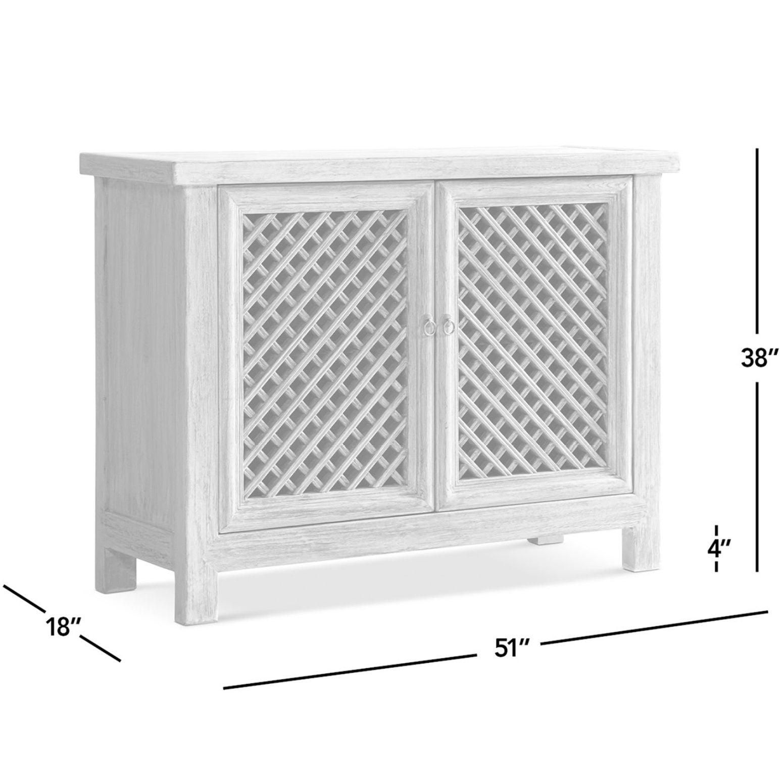 Arden 2-Door Accent Storage Cabinet in natural finish with lattice doors HouseOfZazla on Tampa Home & Garden Store