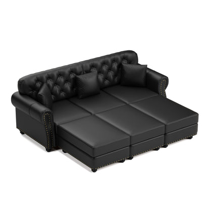 Upholstered Sofa with Nailhead and Ottoman
