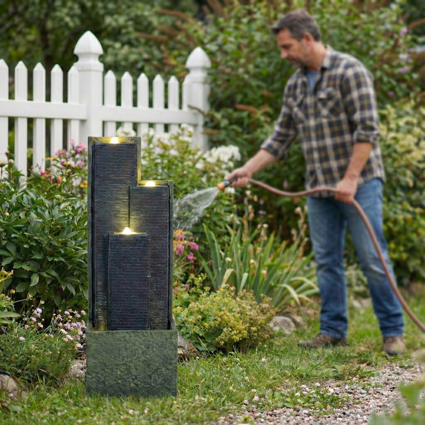 Modern 39 Inch Outdoor Water Fountain For Patio