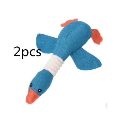 Blue plush dog toy with orange snout and tail, white ribbed midsection, 2pcs Sell My Stuff on Tampa Home & Garden Store