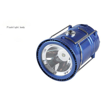 Blue solar charging multifunctional telescopic camping lantern with metal carry handle on Tampa Home & Garden Store