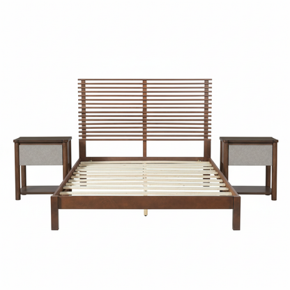 Queen Solid Wood Platform Bed in a Walnut Finish