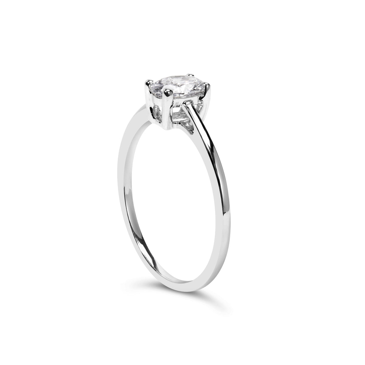 14K white gold oval lab-grown diamond 1/2 ct tw, 4-prong solitaire ring, size 7, Bids.com on Tampa Home & Garden Store