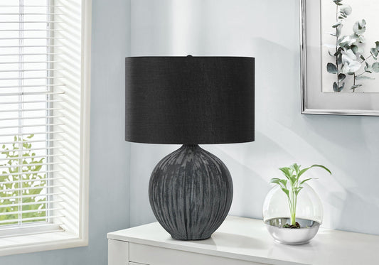 Table lamp ceramic base in dark finish with black drum shade, contemporary HouseOfZazla on Tampa Home & Garden Store