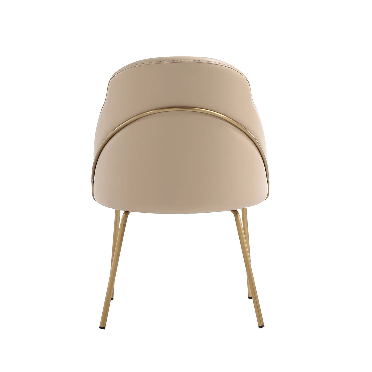 Upholstered dining chair by HouseOfZazla, beige faux leather with gold metal legs on Tampa Home & Garden Store