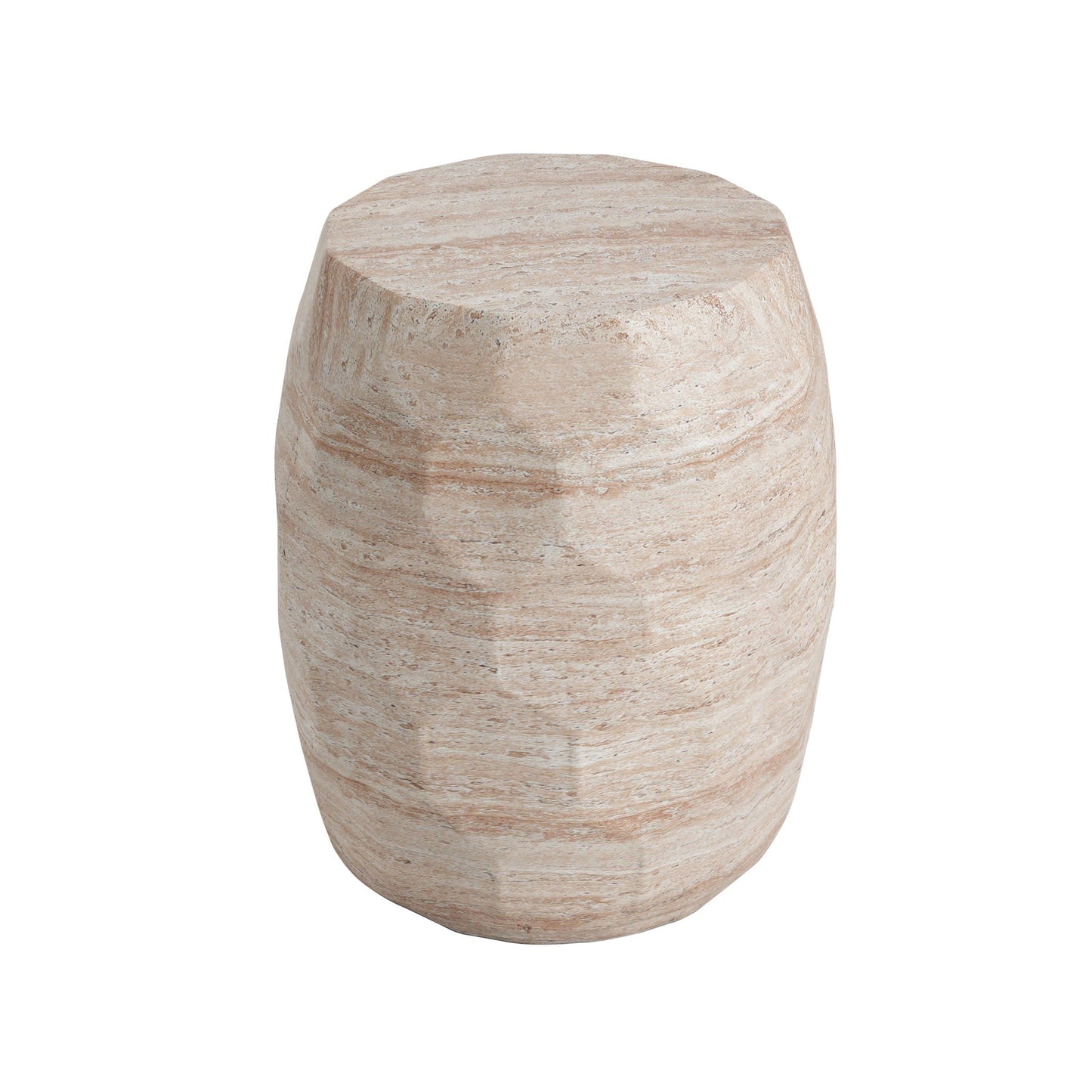 Indoor And Outdoor Beige Travertine Side Table