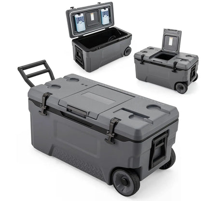 74 Quart Roller Cooler with Wheels and Fish Ruler