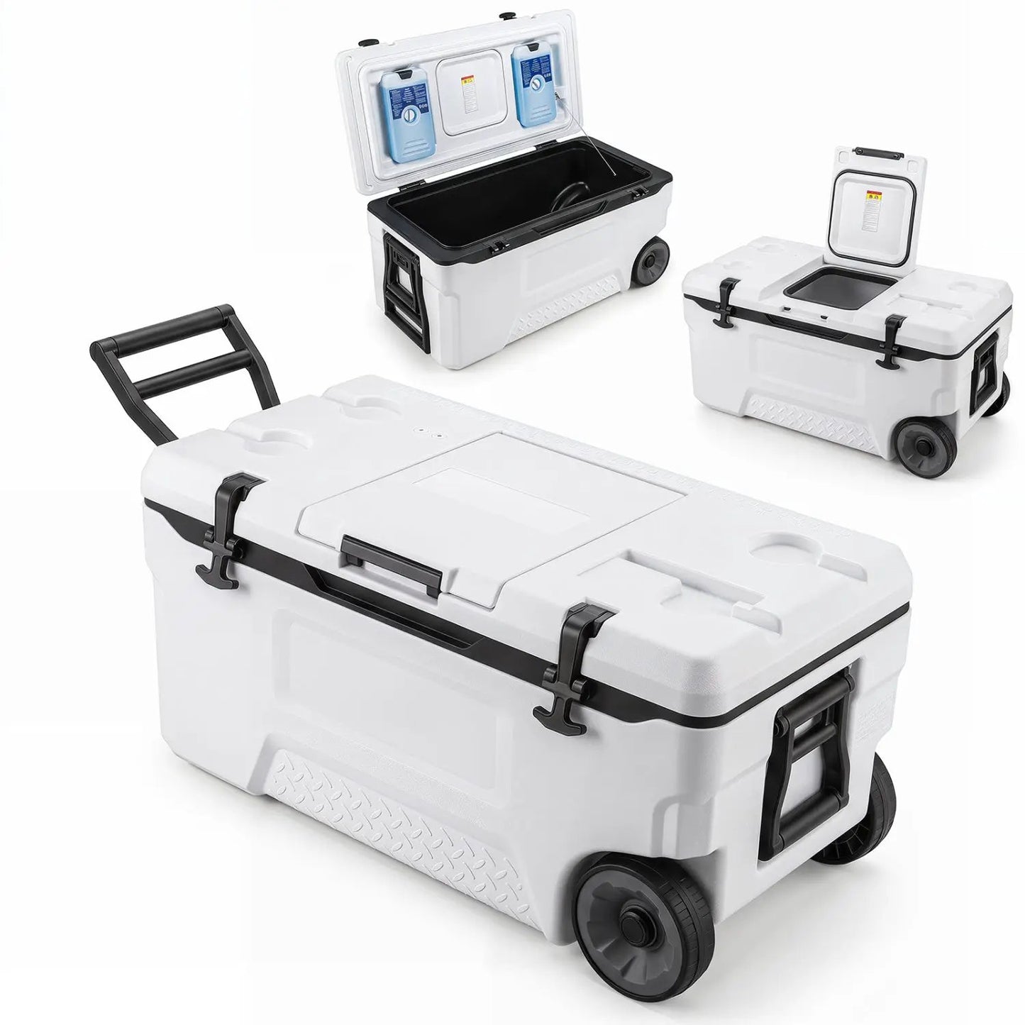 74 Quart Roller Cooler with Wheels and Fish Ruler