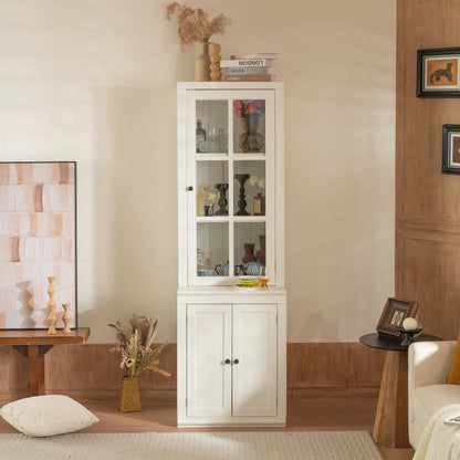 Retro Hutch Cabinet With Glass Doors for Home