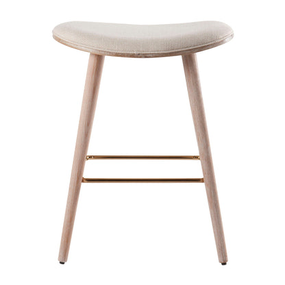 Counter stool with beige fabric, wood legs and gold-tone footrest by HouseOfZazla on Tampa Home & Garden Store