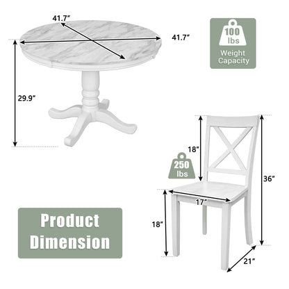 Elegant 5 Pieces Dining Table and 4 Chairs Set