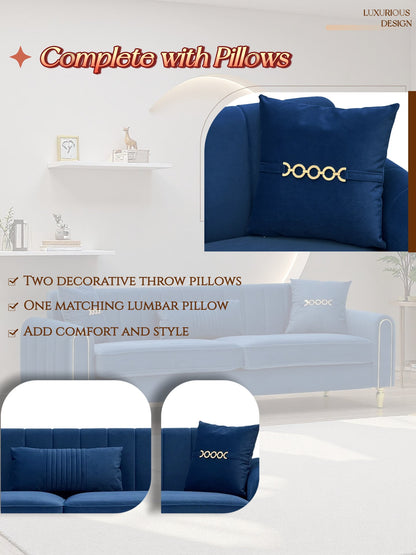 Elegant Three Seater Sofa and Throw Pillows