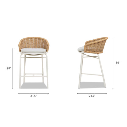 Santorini Wicker Back Outdoor Bar Stool Set of 2