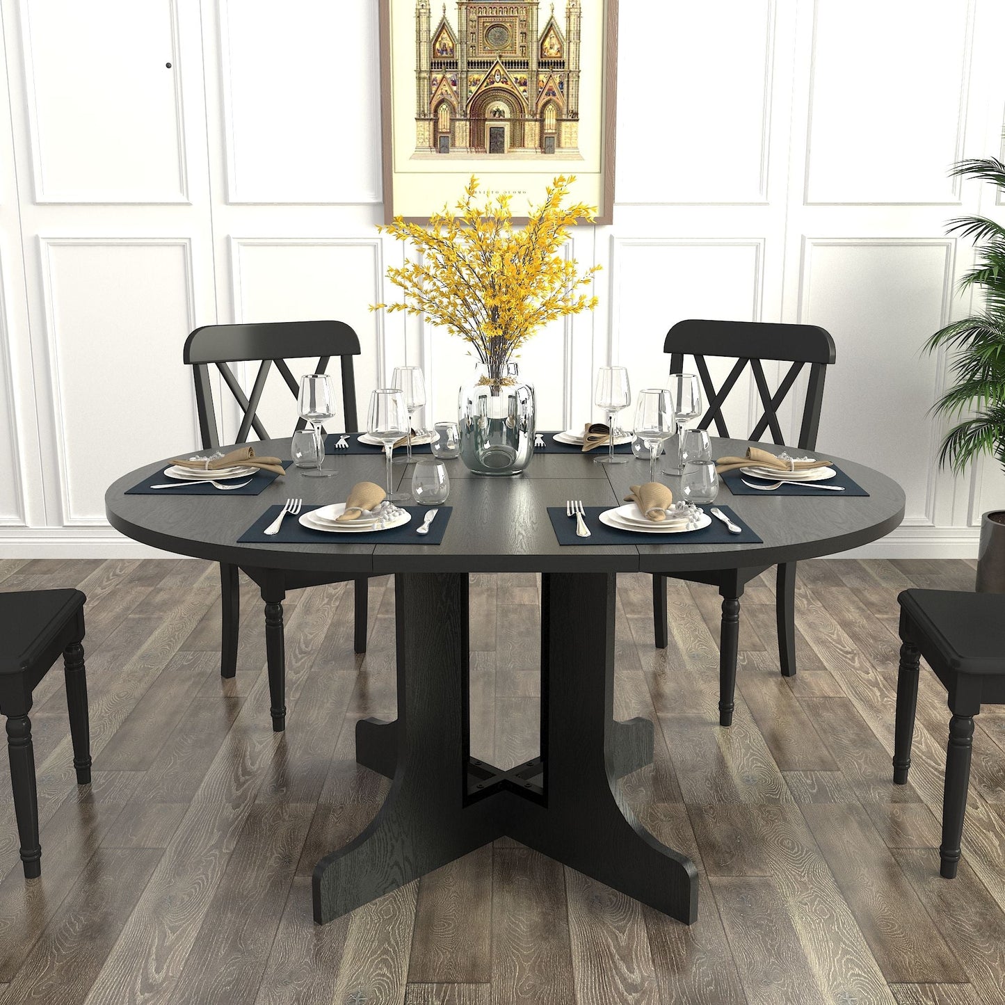 Farmhouse and Expandable Oval Dining Table