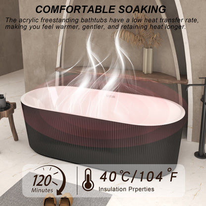 67-inch acrylic freestanding tub with white interior and dark ribbed exterior by HouseOfZazla on Tampa Home & Garden Store