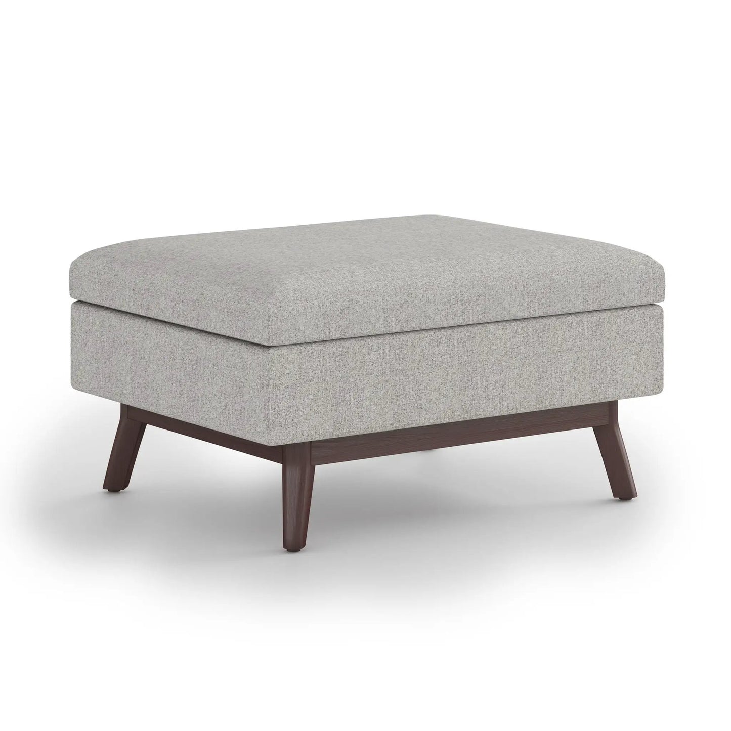 Owen Upholstered Rectangular Storage Ottoman in light gray fabric with wood legs on Tampa Home & Garden Store