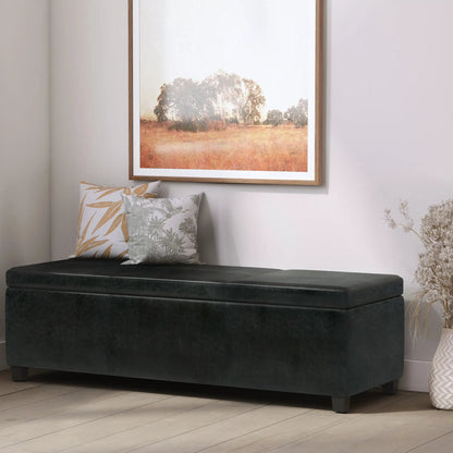 Avalon multifunctional storage ottoman bench black faux leather on Tampa Home & Garden Store
