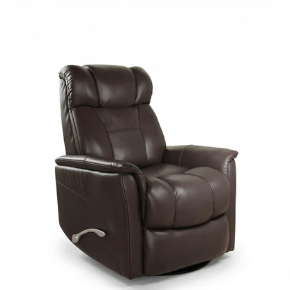 Bentley Swivel Glider Recliner brown leather with manual headrest and footrest on Tampa Home & Garden Store