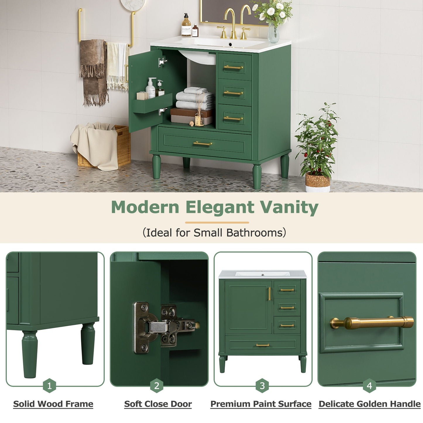 Traditional Bathroom Vanity With Soft Close Doors