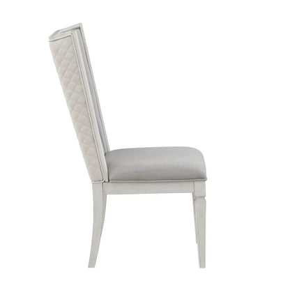 Katia side chair set of 2 gray/white with quilted back and cushioned seat on Tampa Home & Garden Store