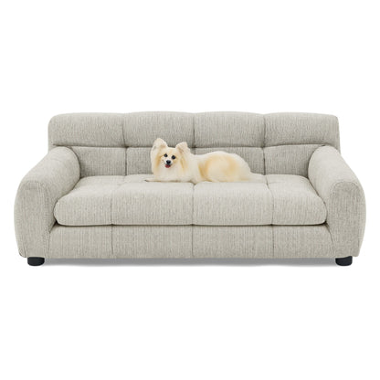 Modern Pet Sofa with Backrest and Armrests in beige textured fabric by HouseOfZazla on Tampa Home & Garden Store