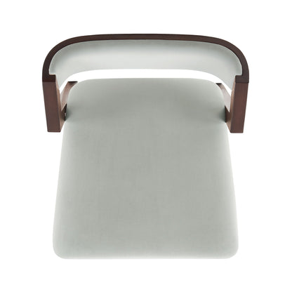 Patricia Counter Stool gray upholstered seat with dark wood frame 24–27 HouseOfZazla on Tampa Home & Garden Store