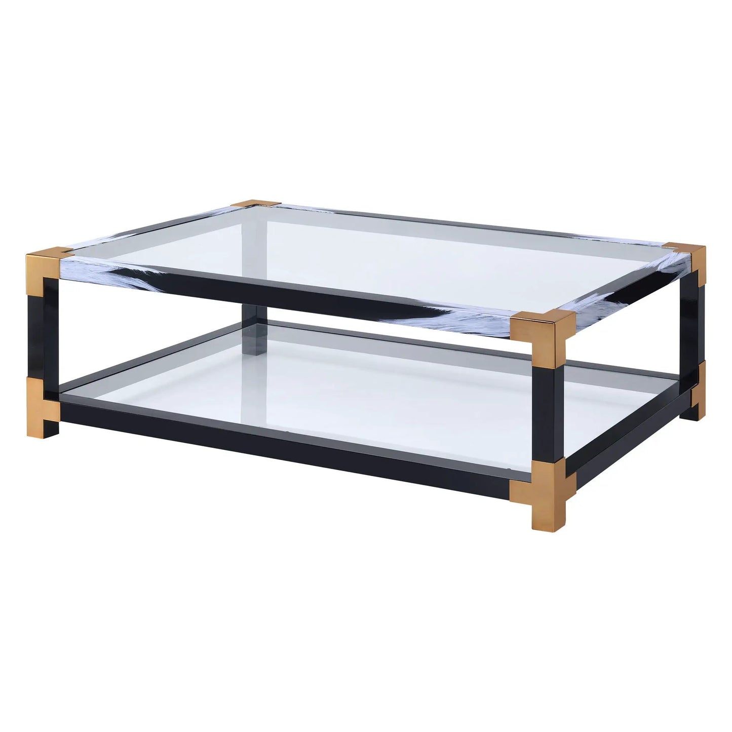 Lafty Glass Coffee Table and Open Shelf Modern