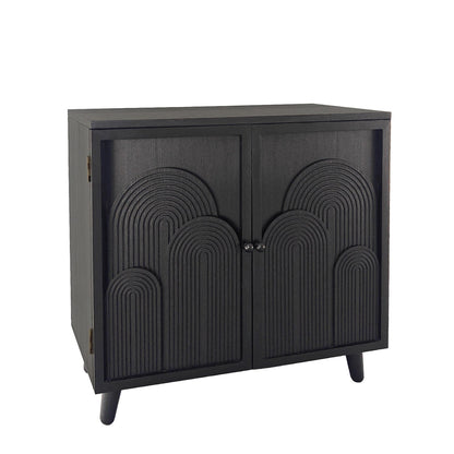 Modern black wood storage cabinet with embossed doors, two-door accent cabinet by HouseOfZazla on Tampa Home & Garden Store