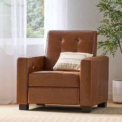 Langseth Contemporary Tufted Pushback Recliner brown leather by Unique Piece Furniture on Tampa Home & Garden Store