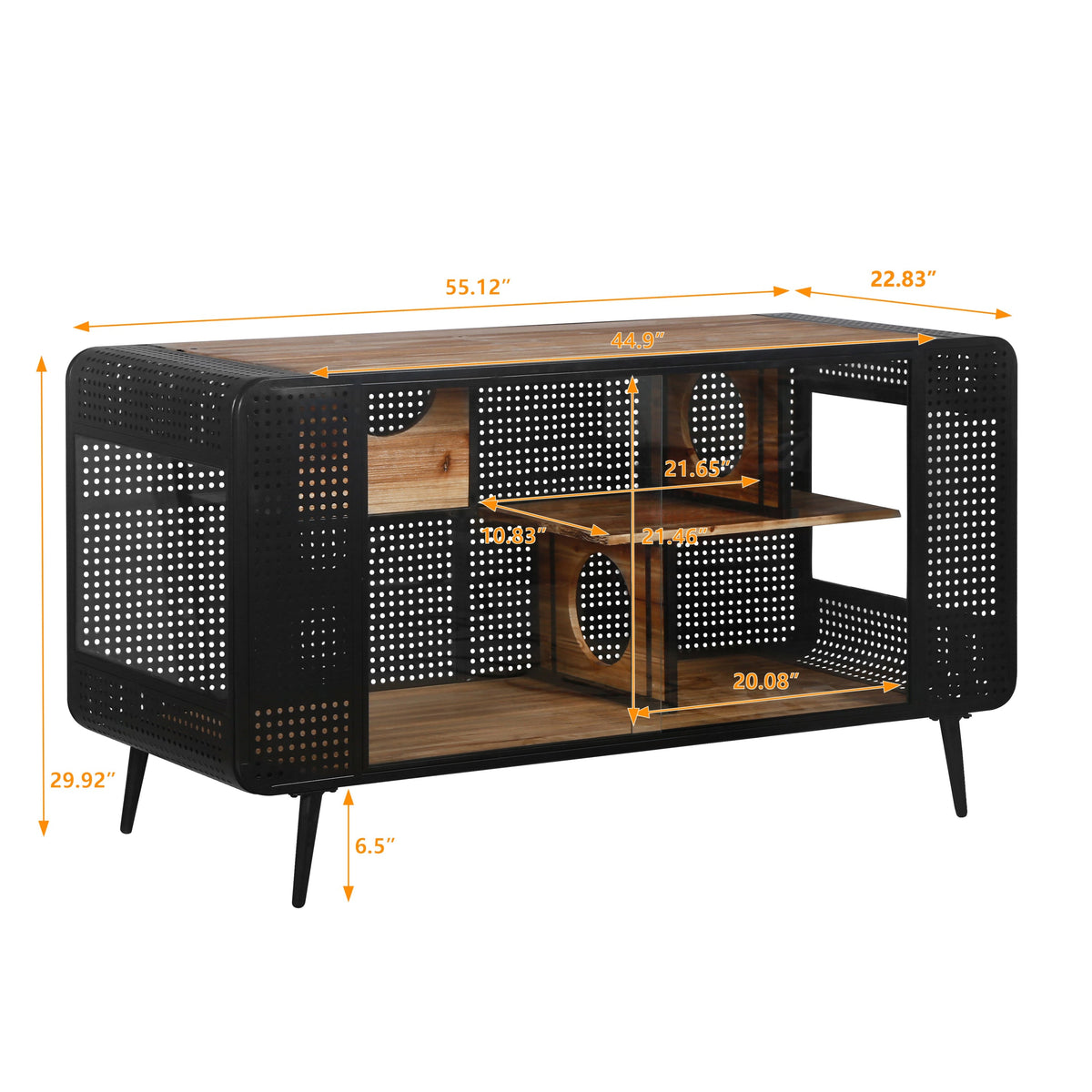Modern spacious cat house in black metal frame with brown wood interior HouseOfZazla on Tampa Home & Garden Store