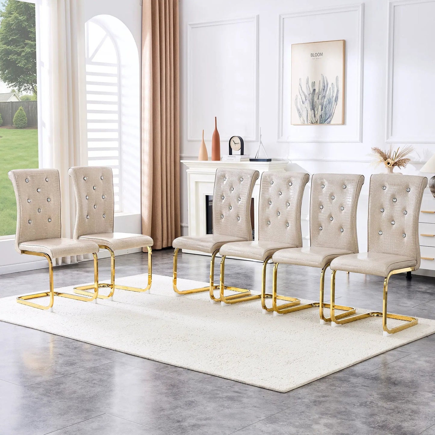 Elegant Faux Alligator Upholstered Dining Chairs