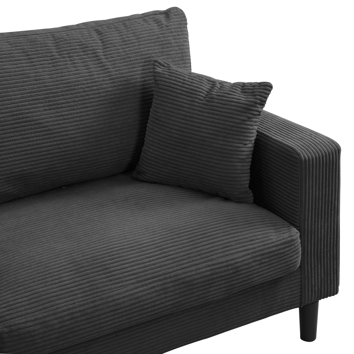Modern Upholstered Three Seater Sofa and Pillows
