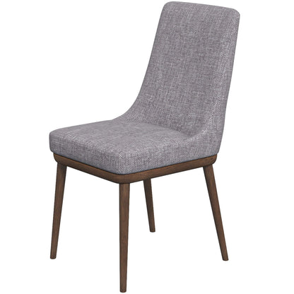 Mid-Century Modern dining chair in gray textured fabric with solid wood legs on Tampa Home & Garden Store