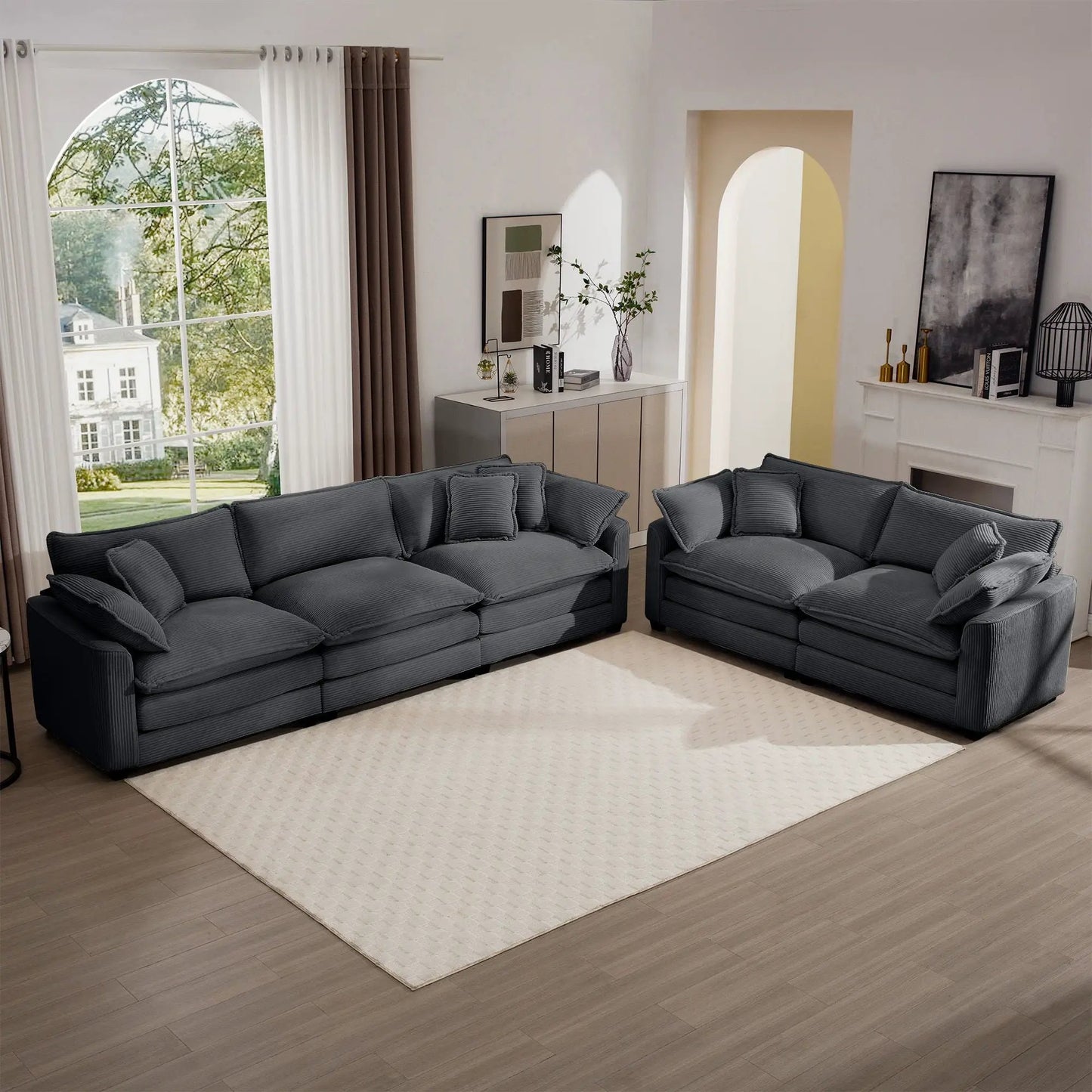Elegant Sectional Sofa Set with Deep Seats