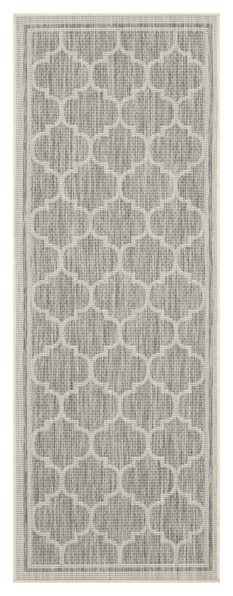 Silver Indoor and Outdoor Area Rug With Trellis