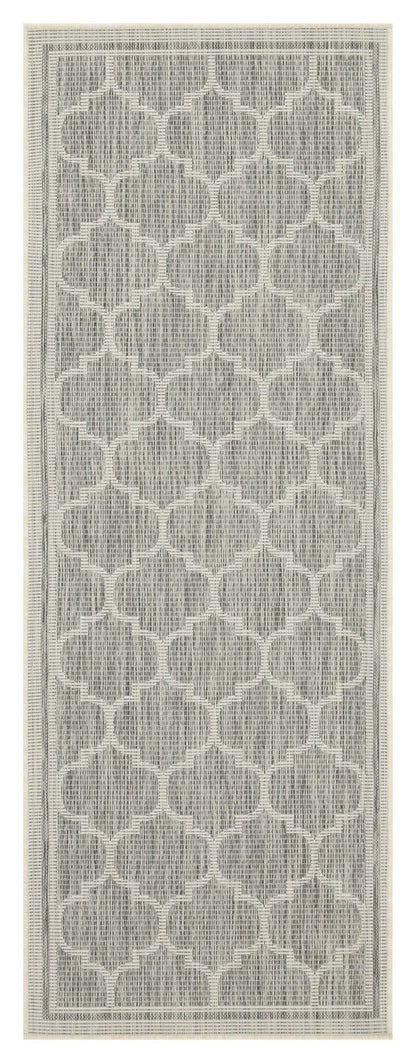 Silver Indoor and Outdoor Area Rug With Trellis