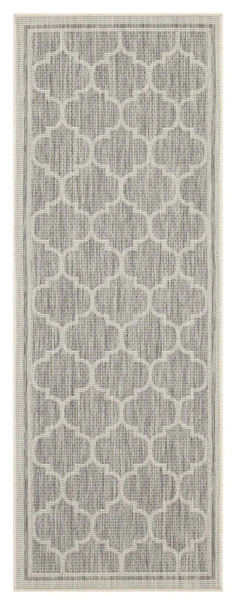 Sunshine polypropylene runner rug gray trellis indoor outdoor on Tampa Home & Garden Store