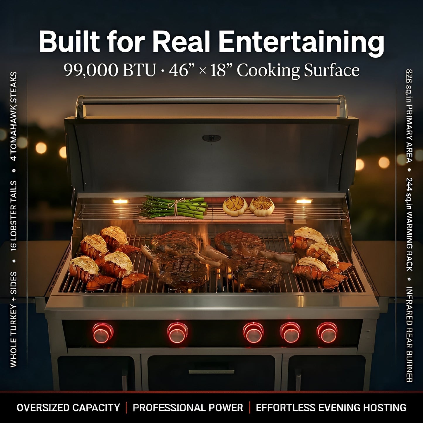 49'' stainless steel standard grill with infrared back burner, HouseOfZazla on Tampa Home & Garden Store