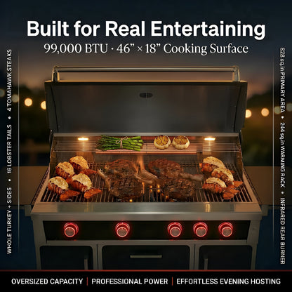 49'' stainless steel standard grill with infrared back burner, HouseOfZazla on Tampa Home & Garden Store