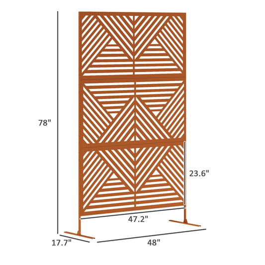 3-Panel metal privacy fence screen by UpTrend Deals, decorative trellis with stand copper-brown on Tampa Home & Garden Store