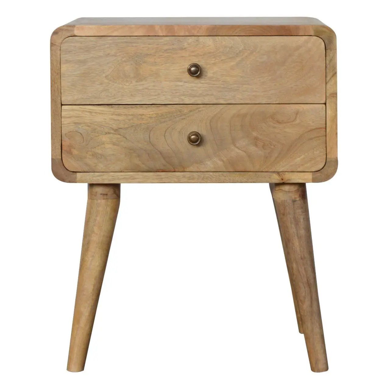 Curved Nightstand Table in Solid Mango Wood