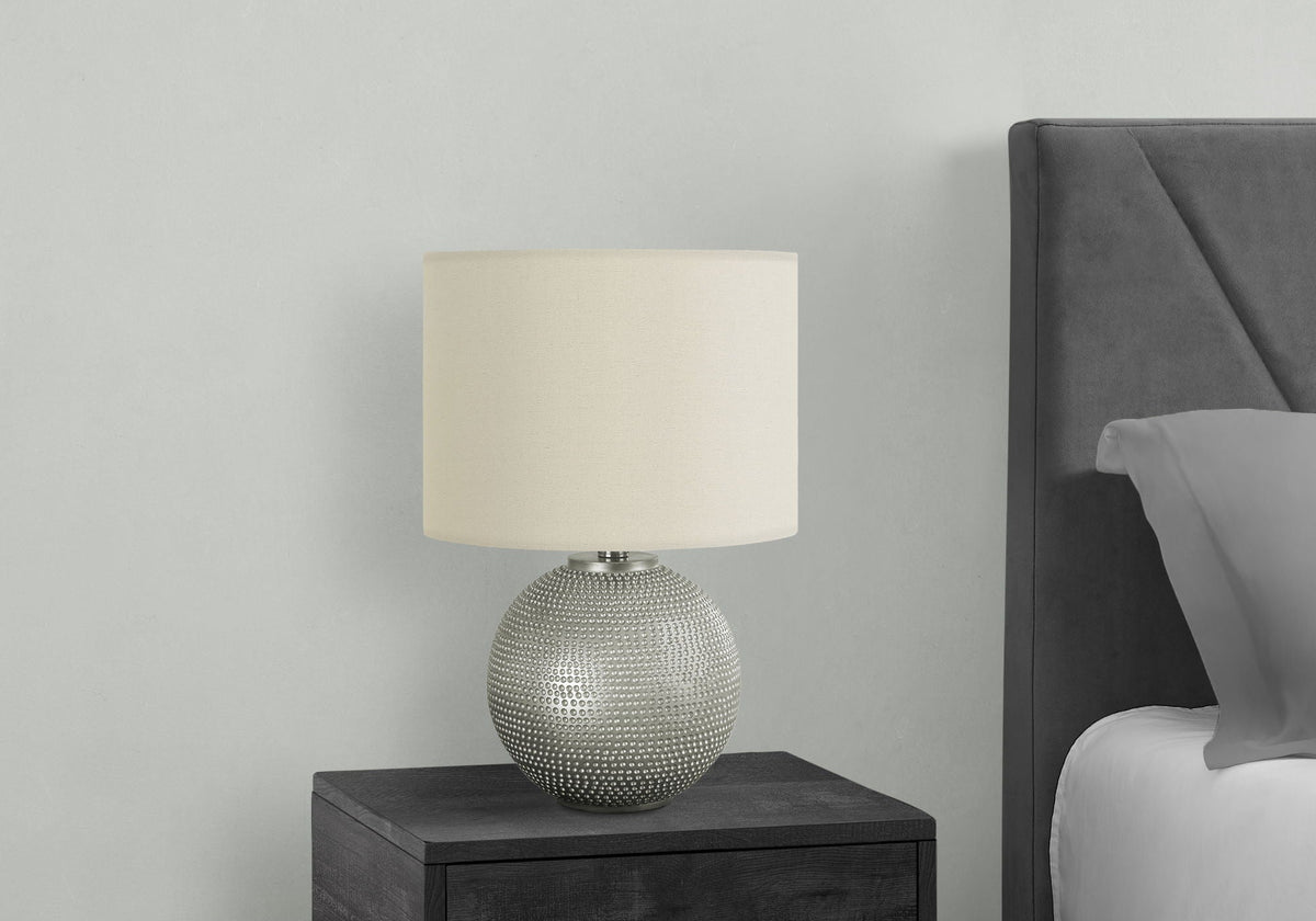 Table lamp modern gray cream shade with textured metallic globe base HouseOfZazla on Tampa Home & Garden Store