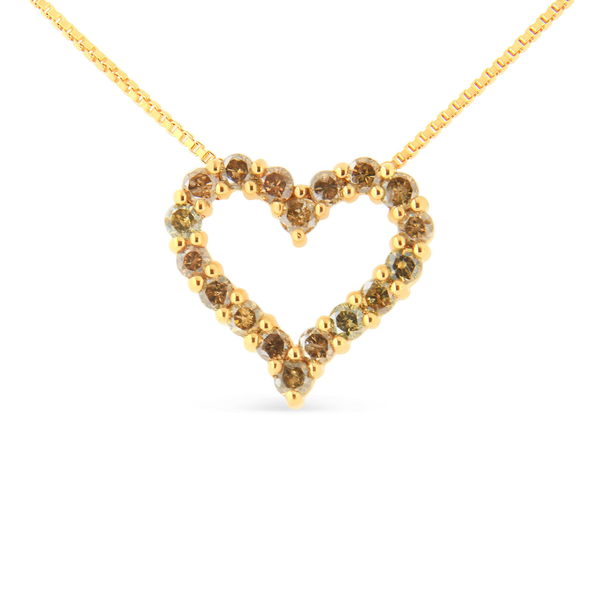 14K yellow gold plated sterling silver heart pendant necklace with champagne diamonds 18in chain on Tampa Home & Garden Store