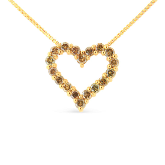 14K yellow gold plated sterling silver heart pendant necklace with champagne diamonds 18in chain on Tampa Home & Garden Store
