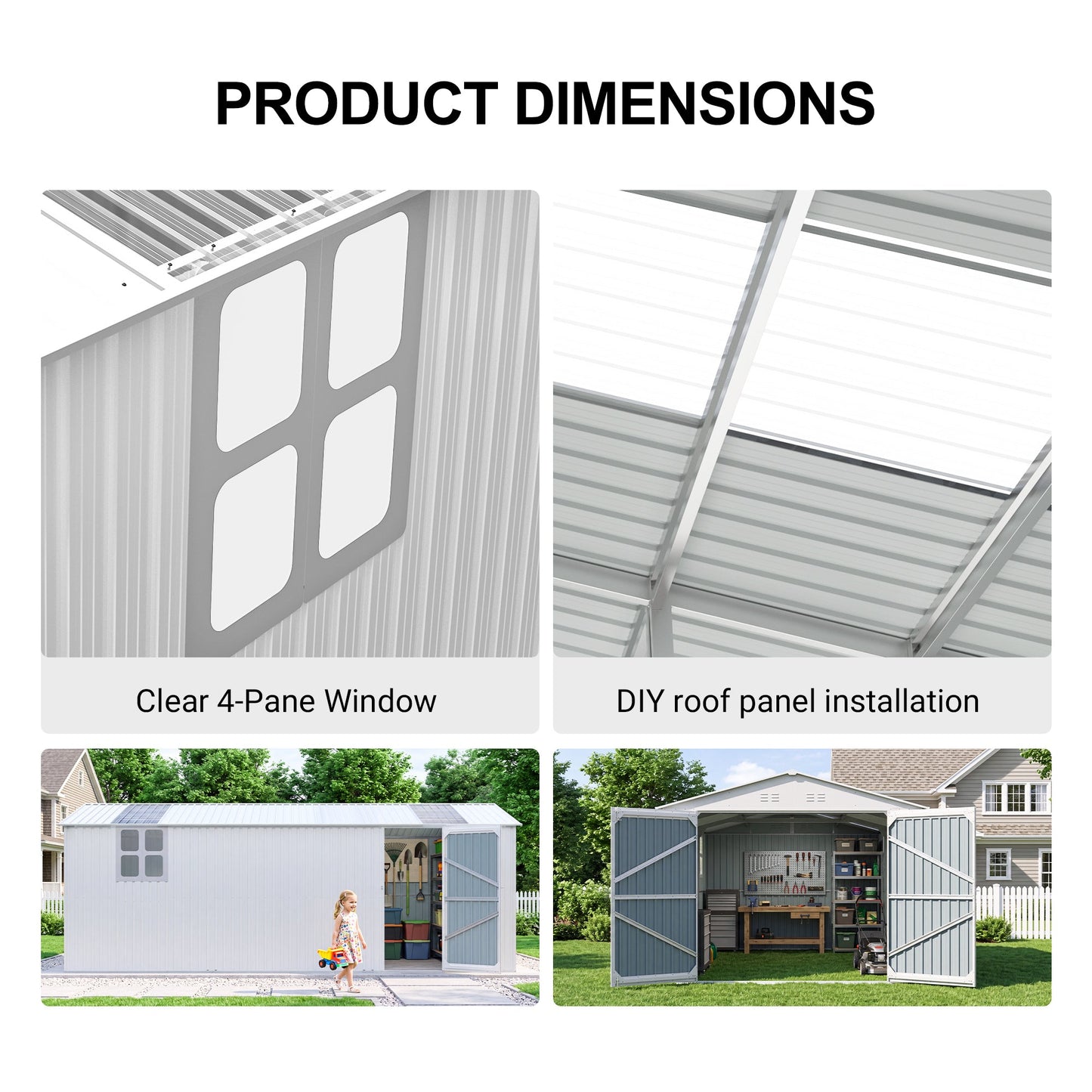 Outdoor 20x10 Ft Metal Shed and Garden Storage